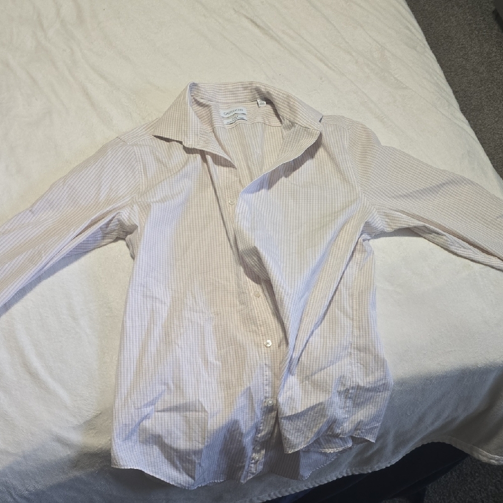 Calvin Klein Beige and White Checkered Shirt